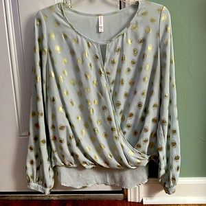 Xhilaration Long Sleeve Cross Over Blouse